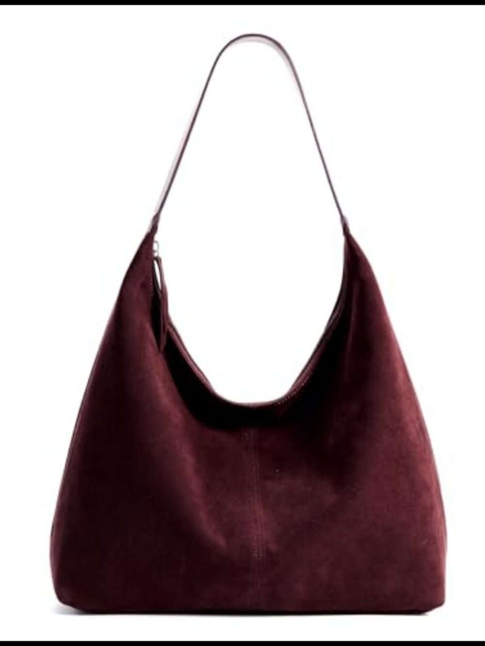 Faux Suede Leather Slouchy Hobo Tote Bag Zip Casual Shoulder Purse